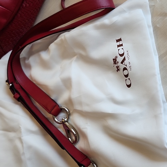 SOLD COACH New Scarlet Kristin Woven Leather Hobo & Wrislet $180 - Picture 6 of 15